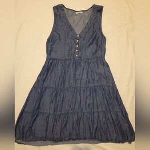 Womens Maurices Denim Blue Sleeveless Button-Up Dress Size Medium